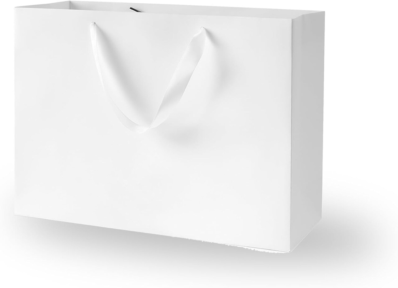 White Gift Bags With Handles: 6pcs Medium Large Gift Bags Bulk 12.6x4x8.7 Inch For Wedding Party Birthday Business